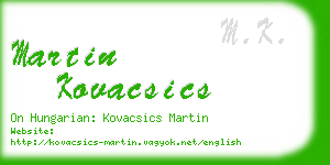 martin kovacsics business card